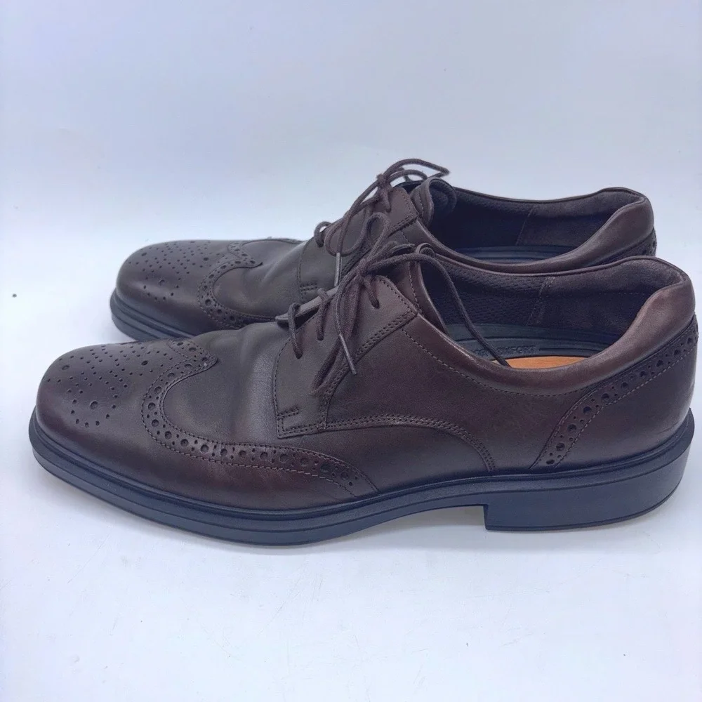 ECCO Lisbon Men's US 16-16.5/50Dark Brown Leather Brogue Wingtip Oxford Shoes